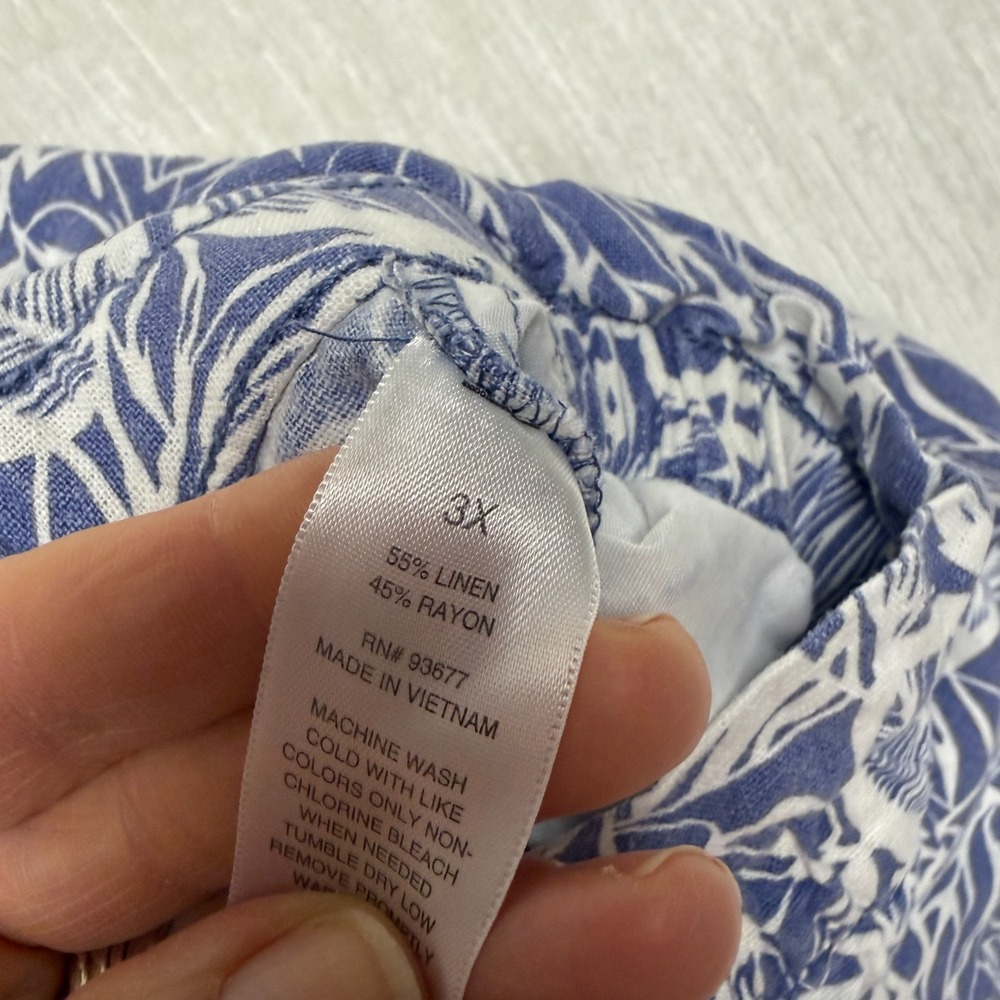 ANA New Approach Paperbag Shorts Linen Blend Women 3X Blue Floral Tropical Vaca - Picture 5 of 15